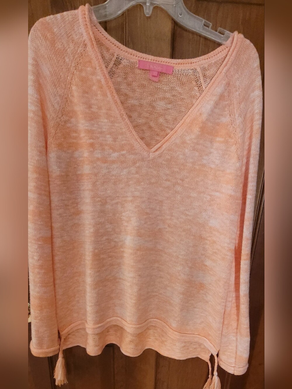 Lilly Pulitzer Jody V-neck, Marl, Cantaloupe, Size L